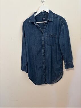 GAP Indigo Denim Tunic length Button-Front Shirt